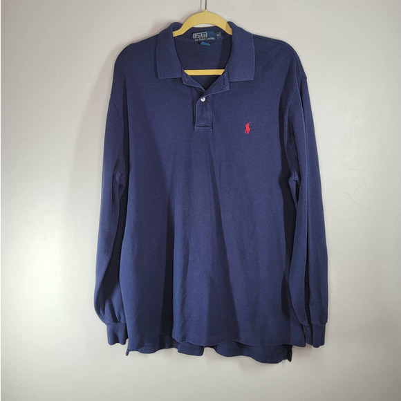 Polo By Ralph Lauren Polo Shirt Size XL Button Placket Point Collar Navy Blue - Picture 1 of 5
